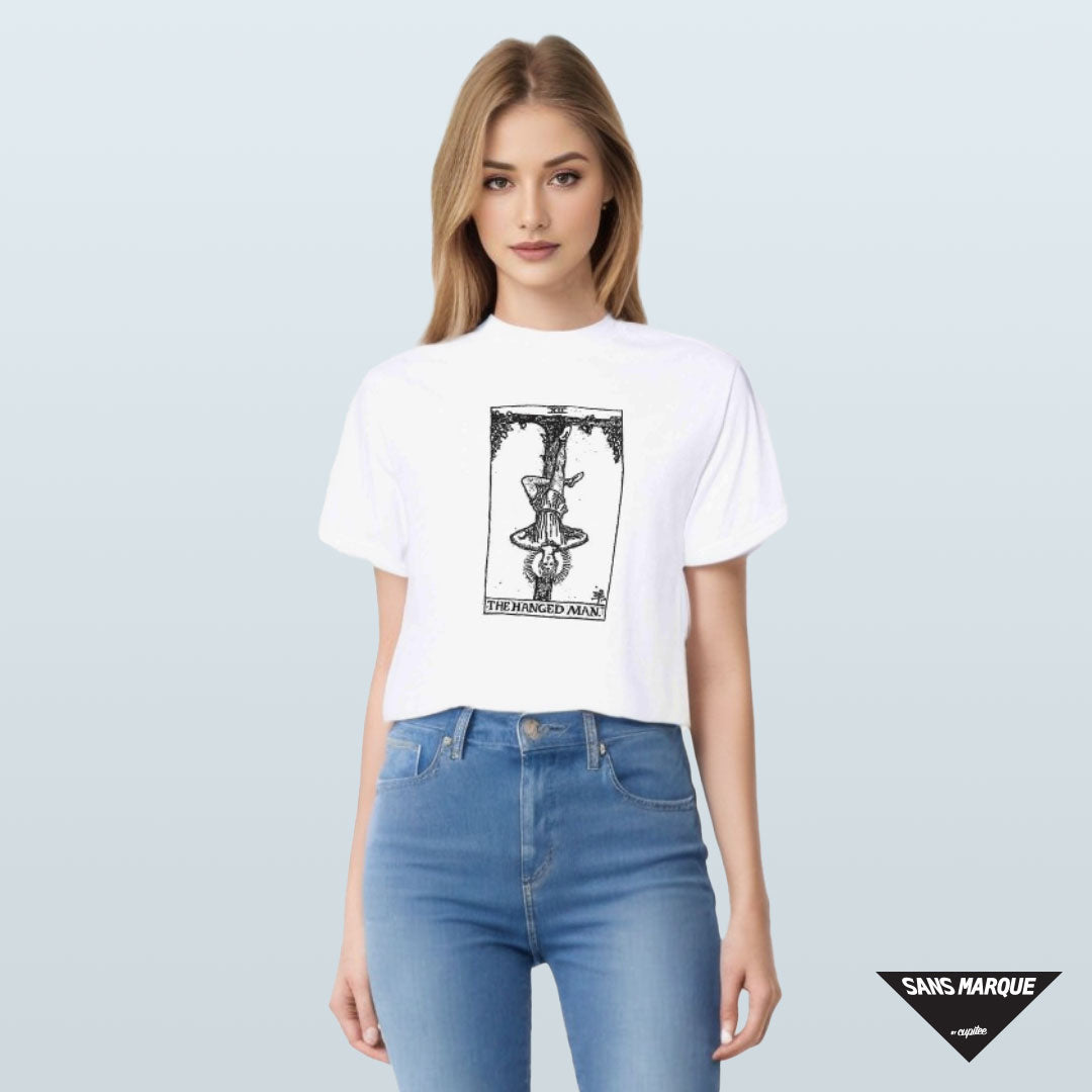 Model THE HANGED MAN Tarot White T-Shirt