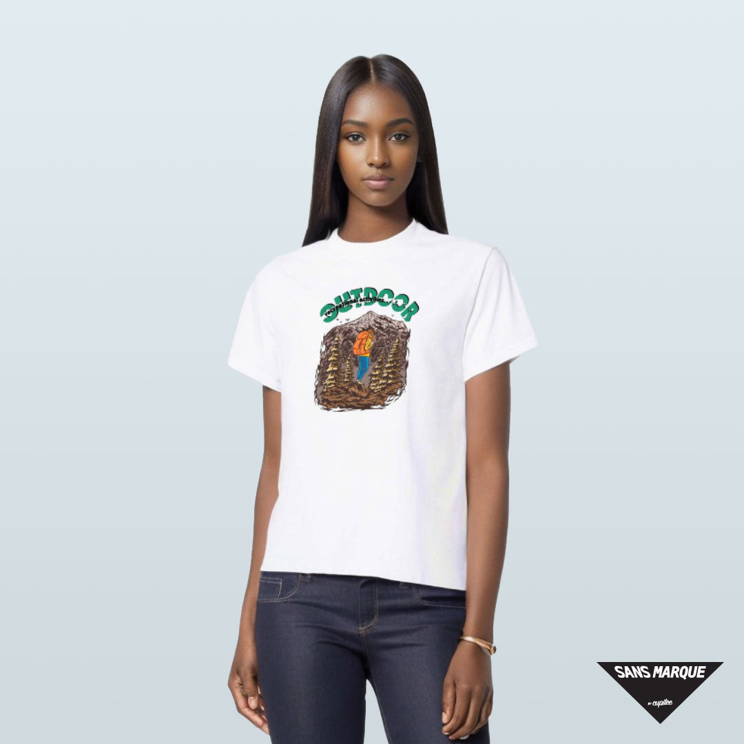 Model wearing RECREATIONAL ACTIVITIES Expedition White T-Shirt