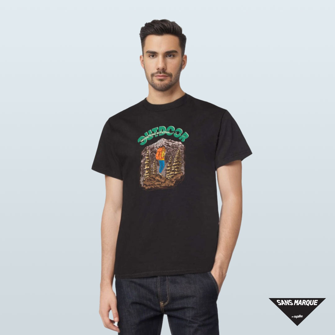 Model wearing RECREATIONAL ACTIVITIES Expedition Black T-Shirt