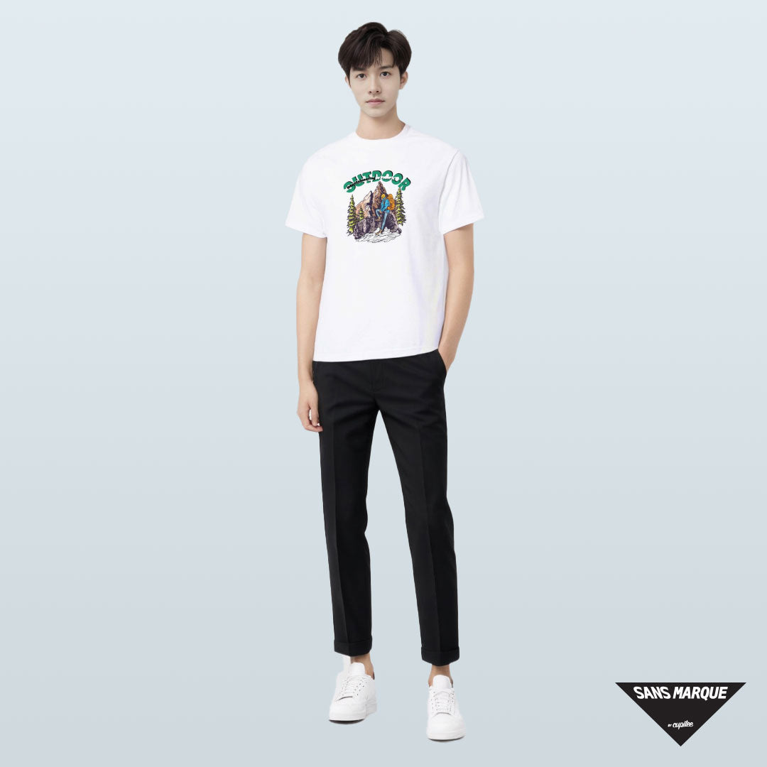 Model wearing MOUNTAINEERING 2 Expedition White T-Shirt