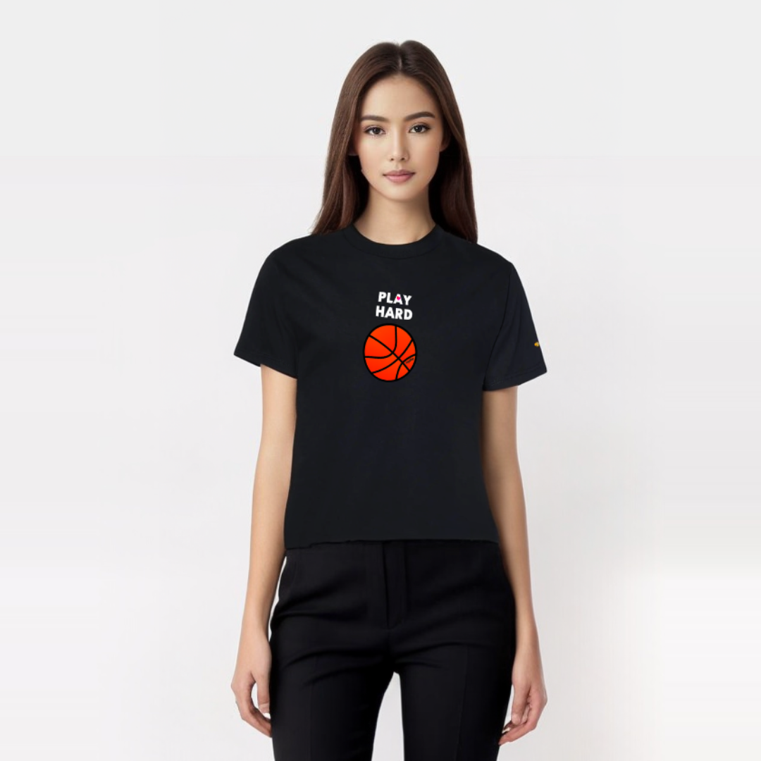 Work Hard, Play Hard Basketball (Rework) Love Black T-Shirt