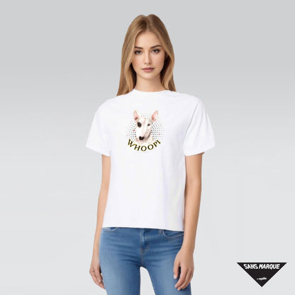 Model wearing Bull Terrier Personalized White T-Shirt