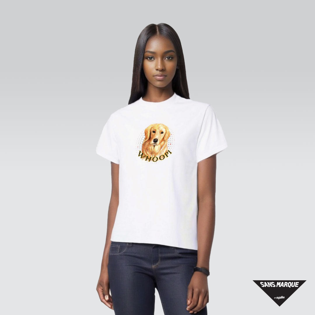 Model wearing Golden Retriever Personalized White T-Shirt