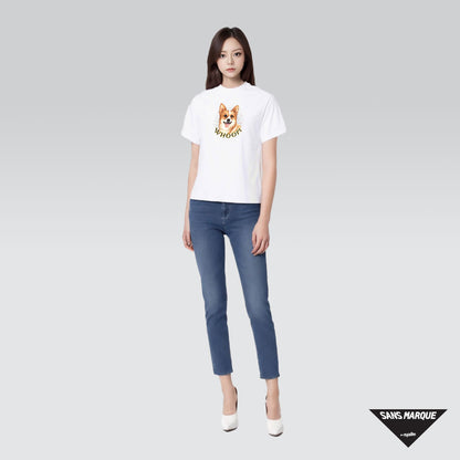 Model wearing Welsh Corgi Personalized White T-Shirt