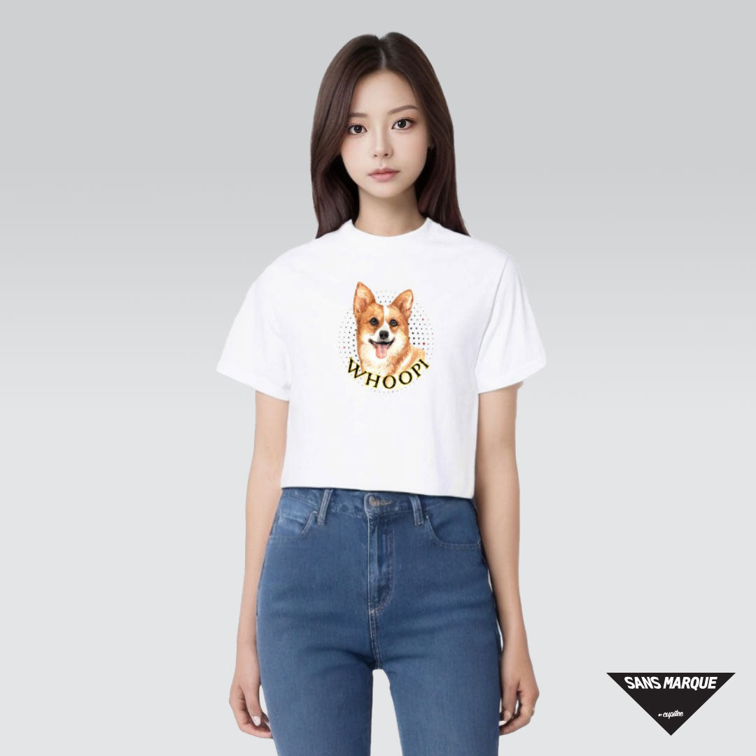 Model wearing Welsh Corgi Personalized White T-Shirt