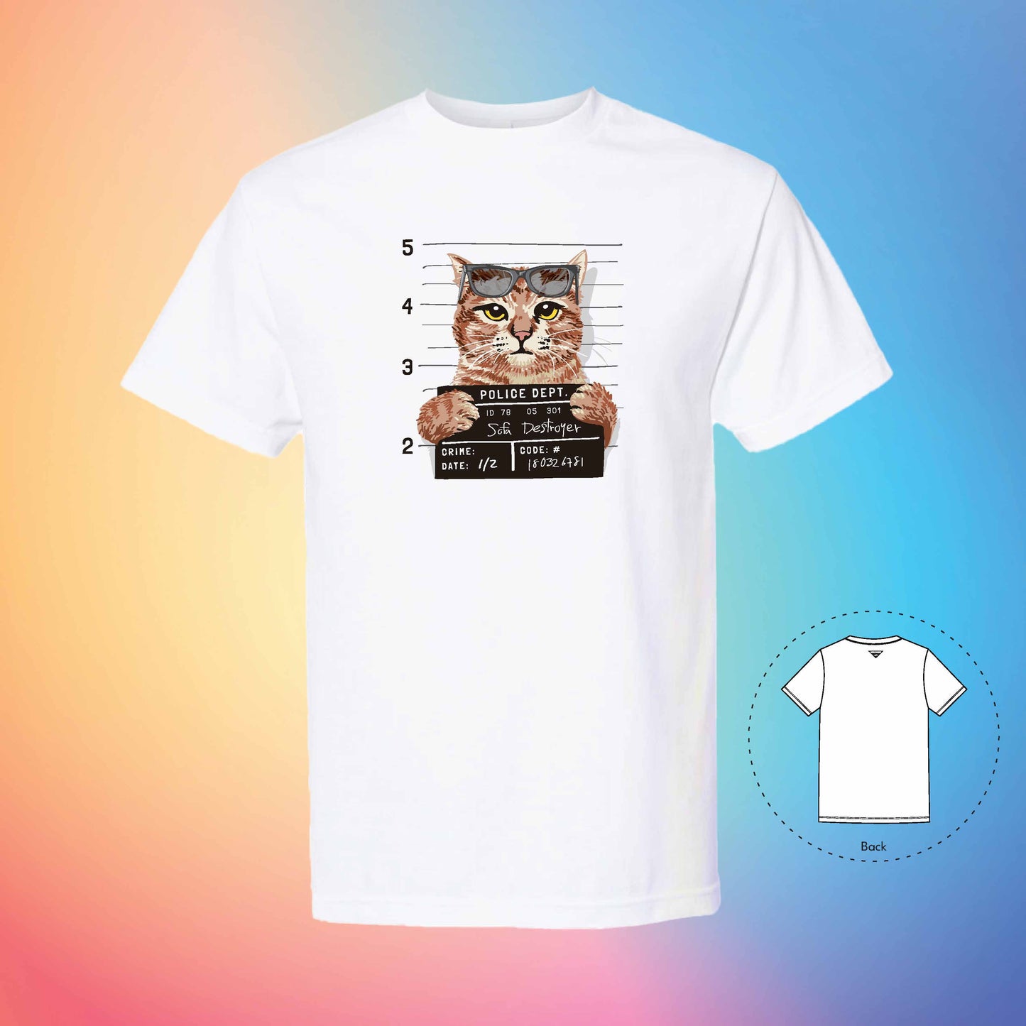 BUSTED MUGSHOT | Meow T-Shirt (White)