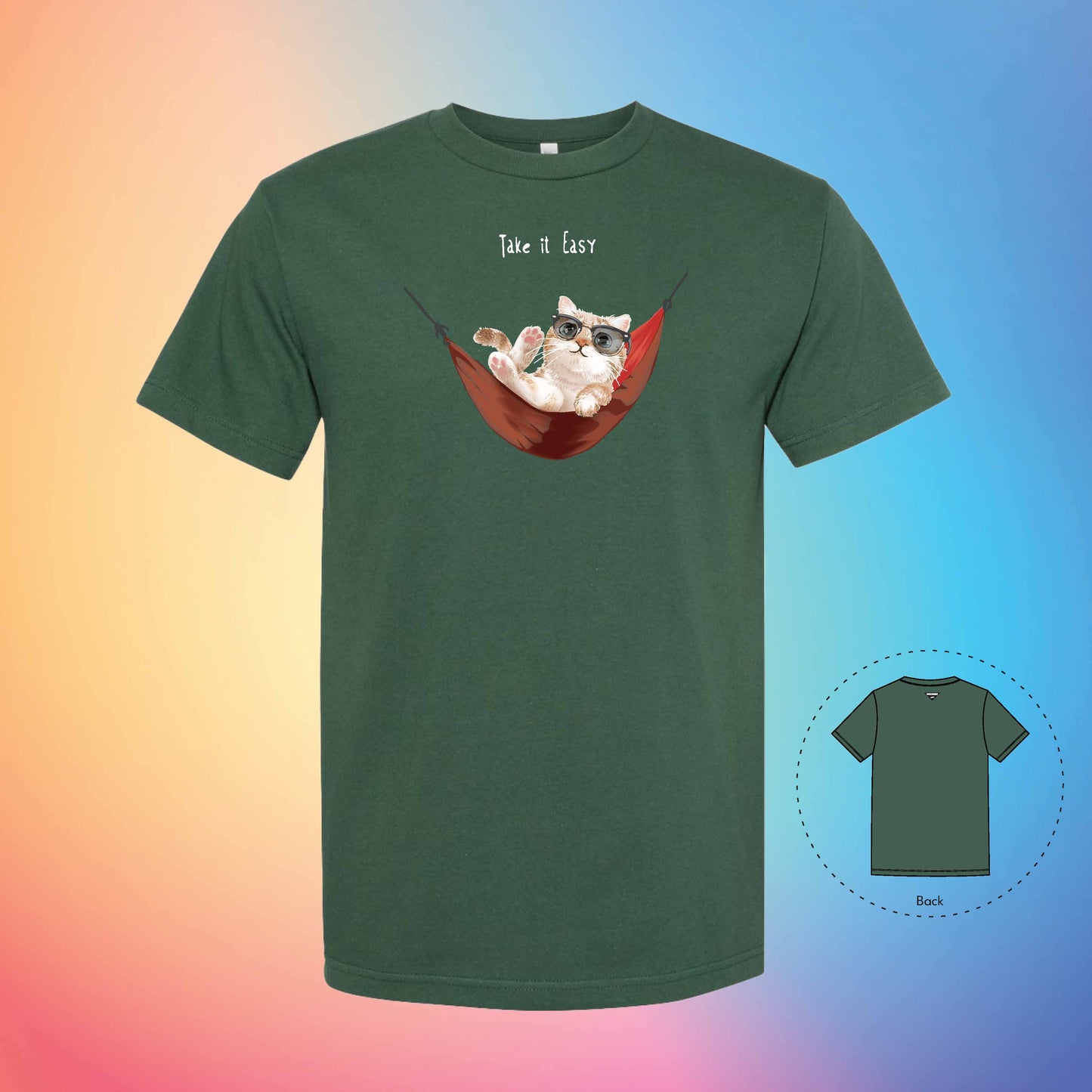 CHILL AND RELAX | Meow T-Shirt (Forest Green)