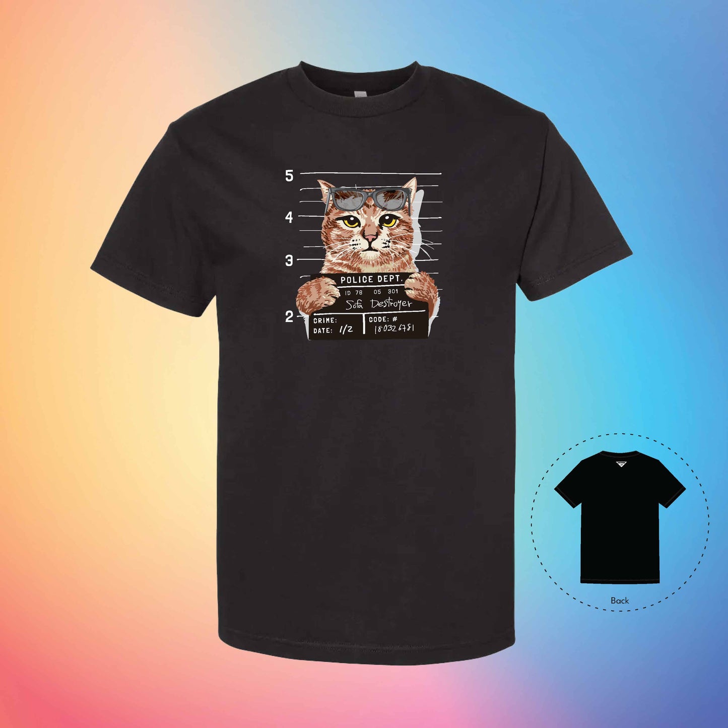 BUSTED MUGSHOT | Meow T-Shirt (Black)