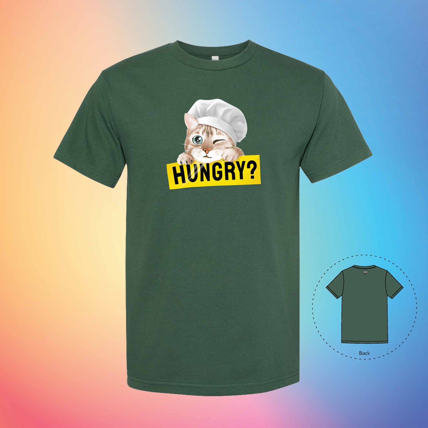 CHEF IS HUNGRY | Meow T-Shirt (Forest Green)