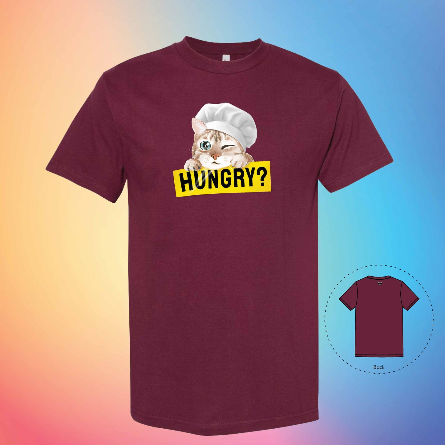 CHEF IS HUNGRY | Meow T-Shirt (Burgundy)