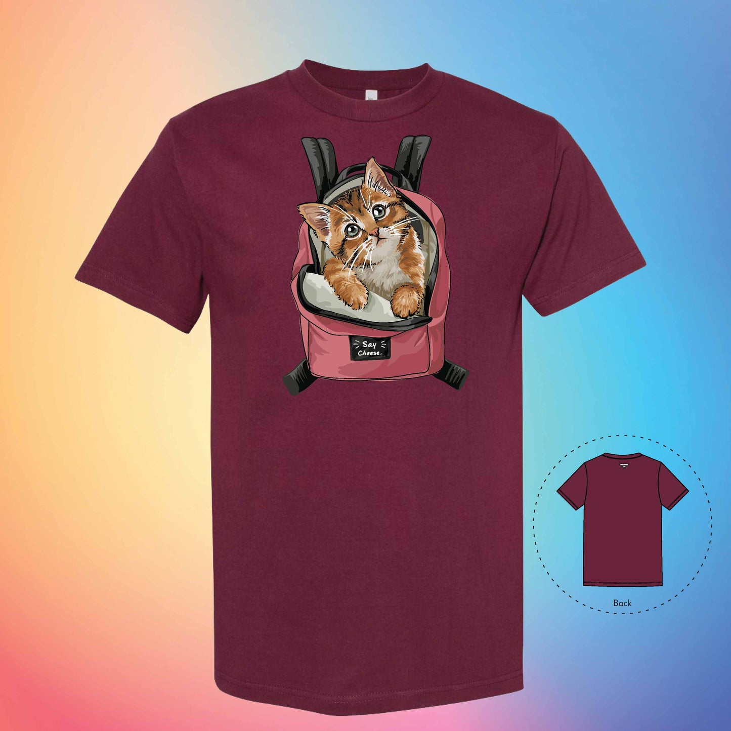 ANTI-LONE BACKPACK | Meow T-Shirt (Burgundy)