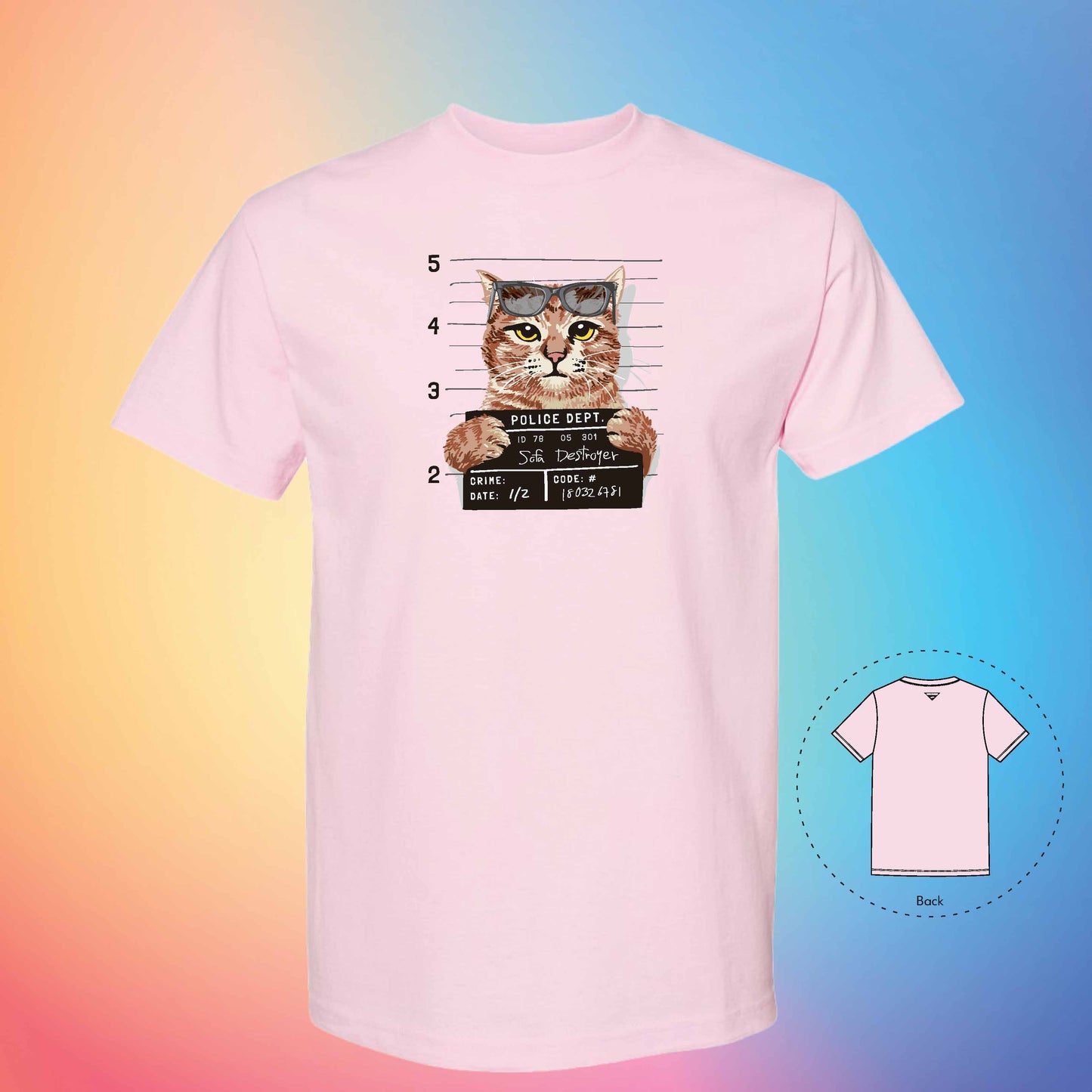 BUSTED MUGSHOT | Meow T-Shirt (Pink)