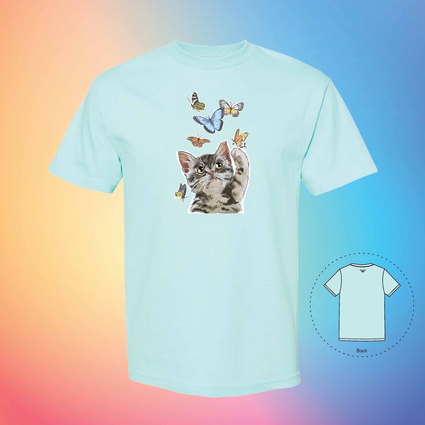 FEELING BUTTERFLIES | Meow T-Shirt (Celadon)