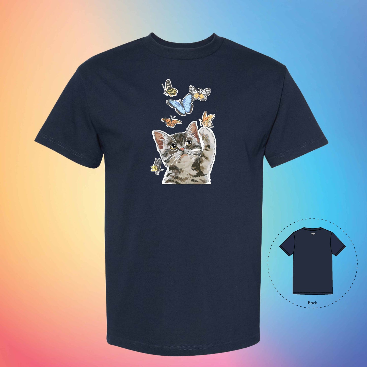 FEELING BUTTERFLIES | Meow T-Shirt (True Navy)