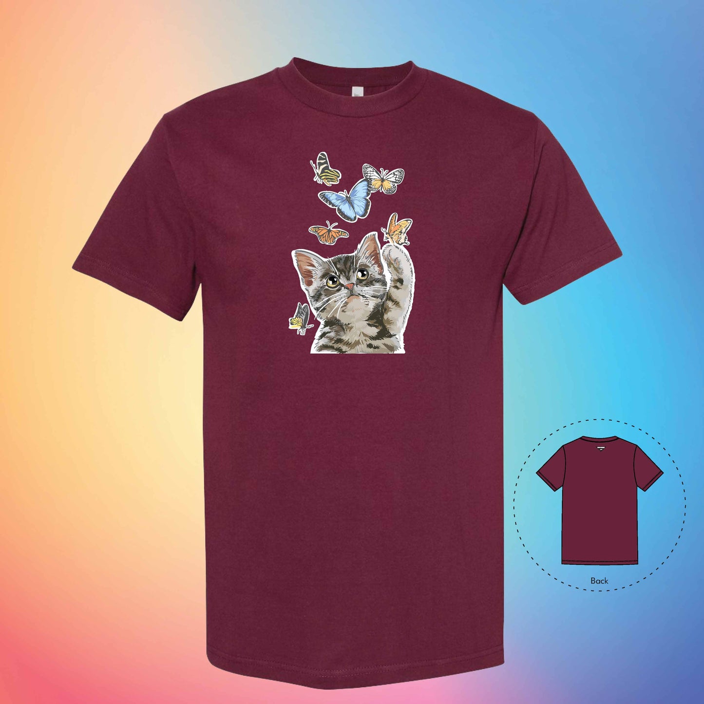 FEELING BUTTERFLIES | Meow T-Shirt (Burgundy)