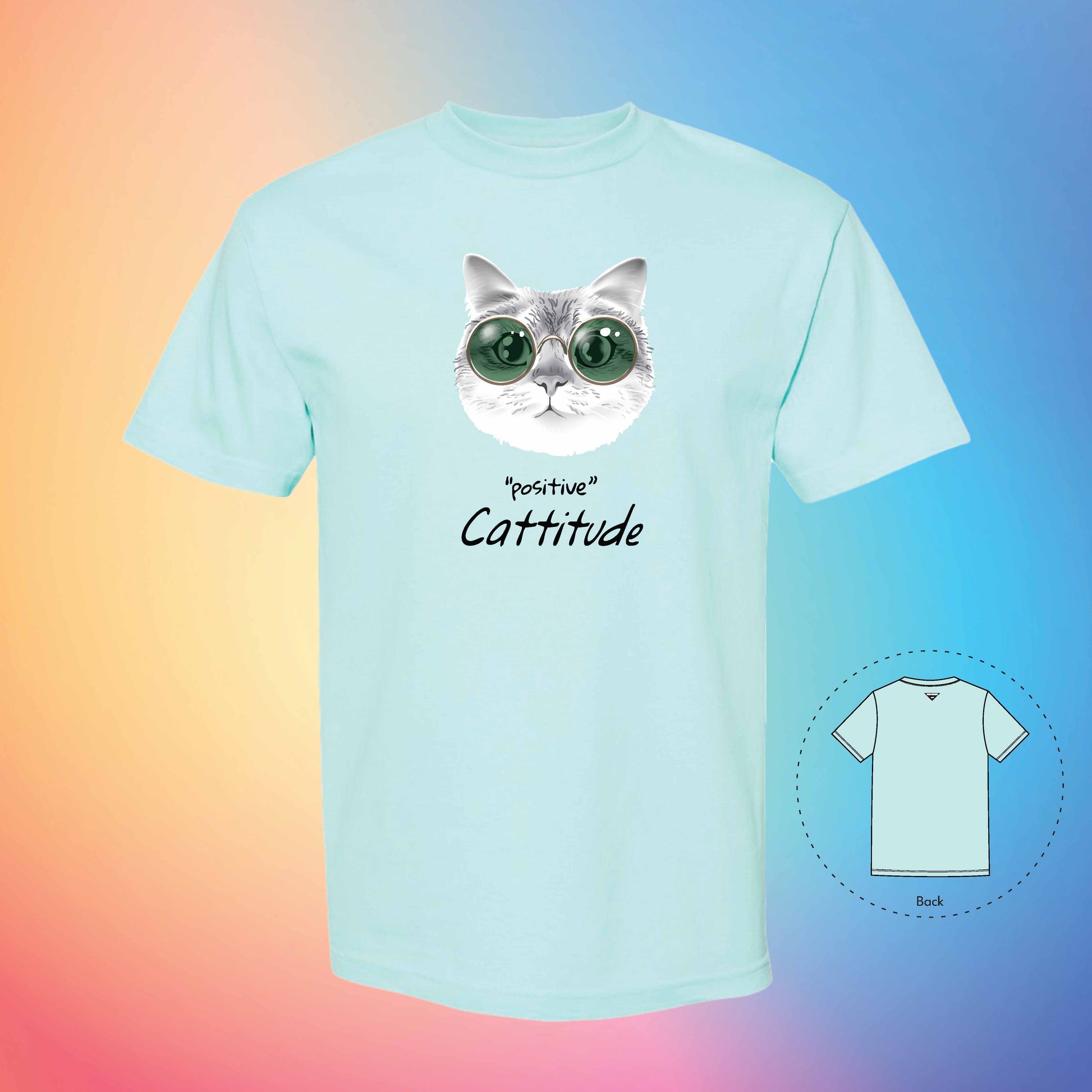 STAY POSITIVE | Meow T-Shirt (Celadon)