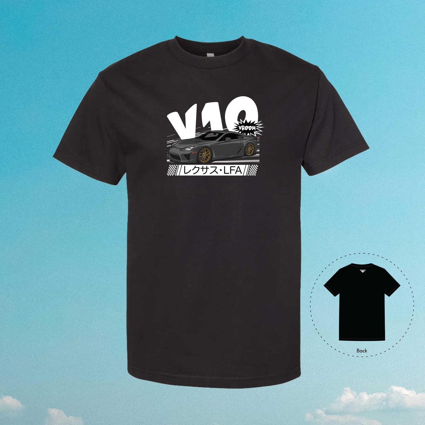 V10 Power LFA VROOM Black Black T-Shirt