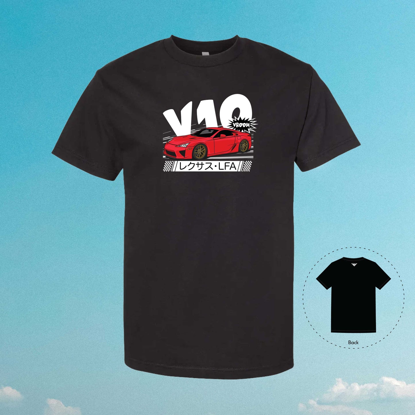 V10 Power LFA VROOM Red Black T-Shirt