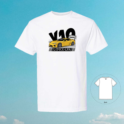 V10 Power LFA VROOM Gold White T-Shirt