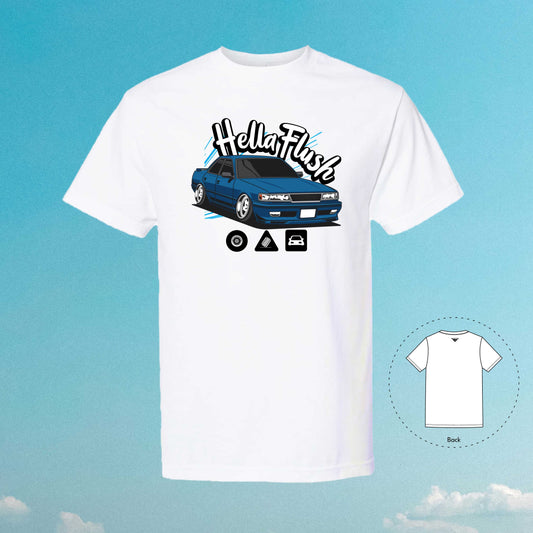 Hellaflush Culture MX83 Car Tuner Blue White T-Shirt