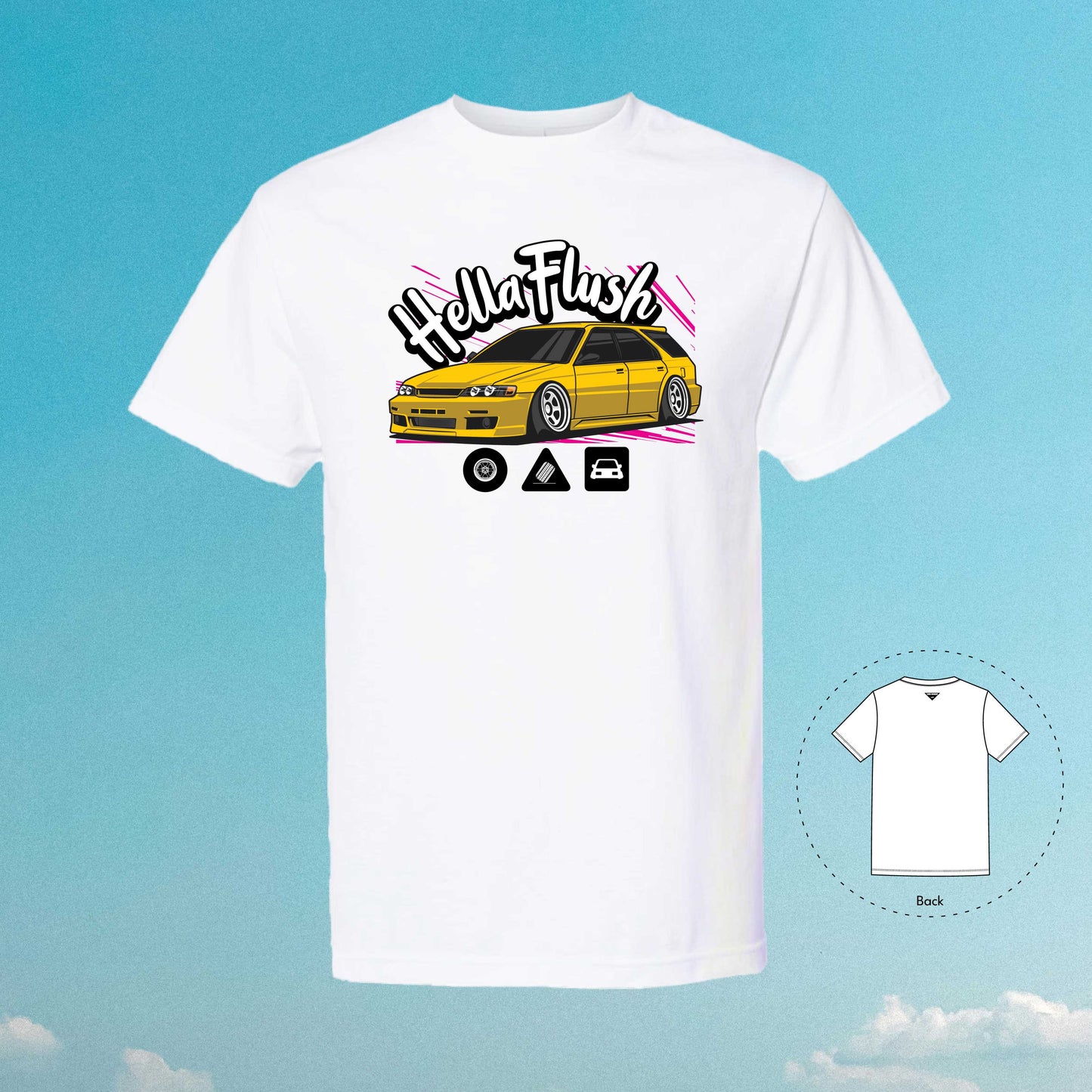 Hellaflush Culture CE1 Car Tuner Gold White T-Shirt