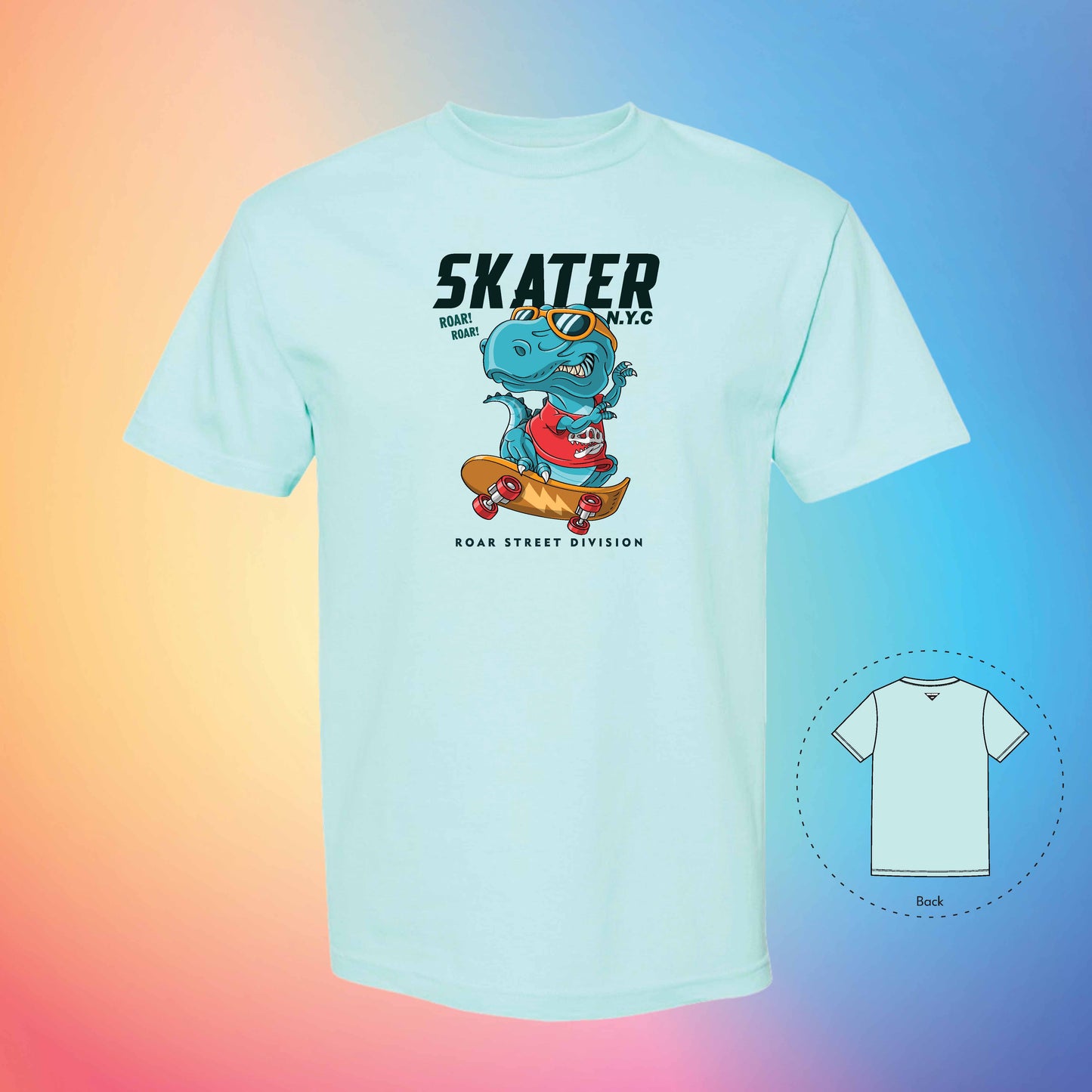 DINOSAUR SKATER | Exotic T-Shirt (Celadon)