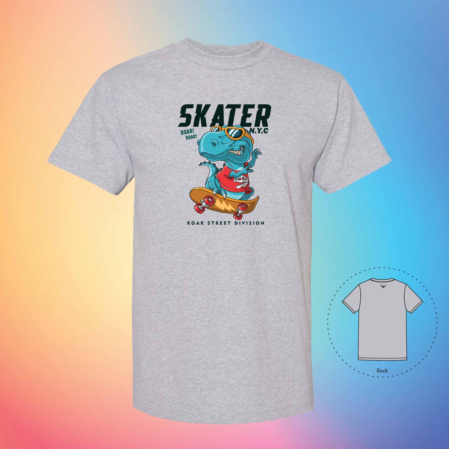 DINOSAUR SKATER | Exotic T-Shirt (Grey)