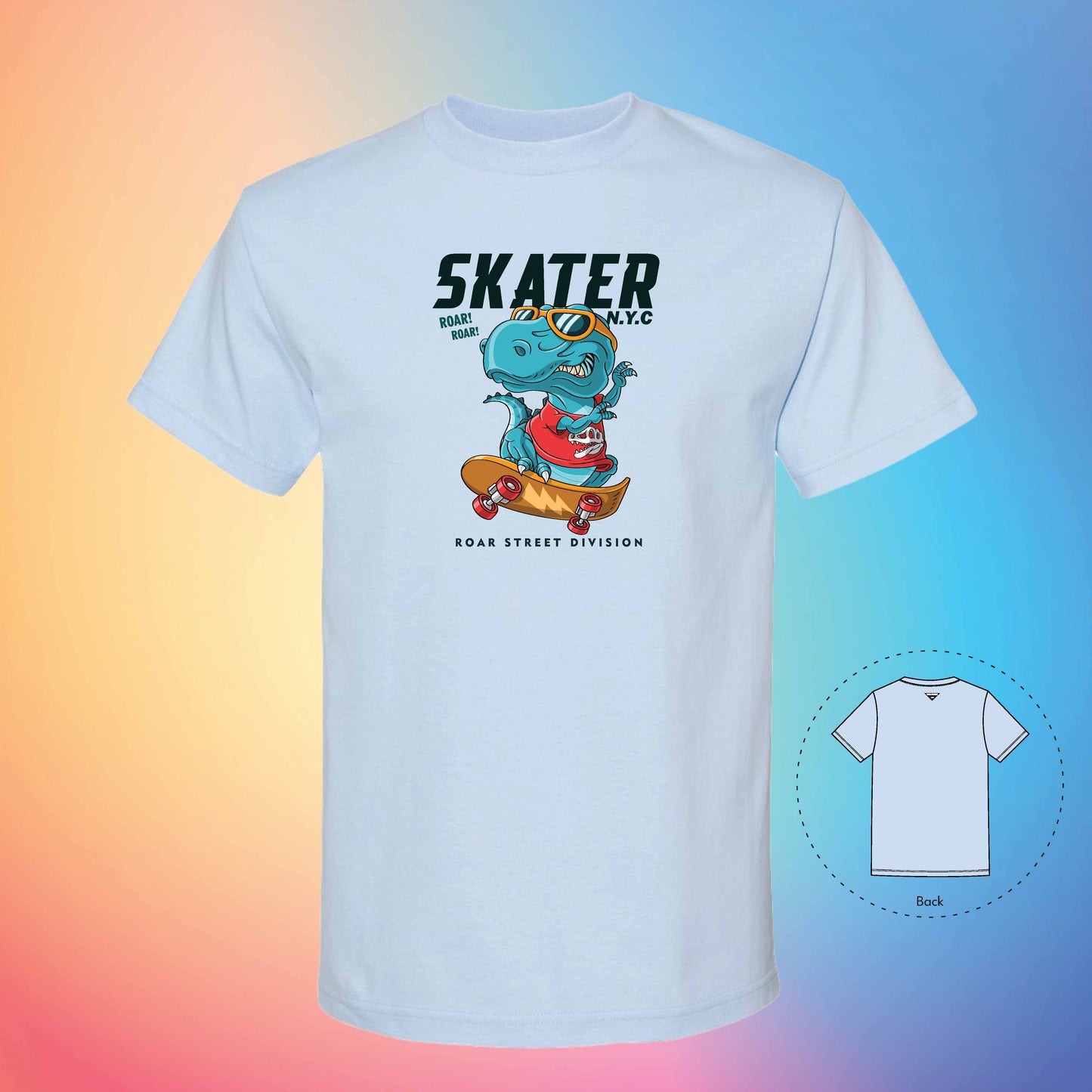 DINOSAUR SKATER | Exotic T-Shirt (Powder Blue)