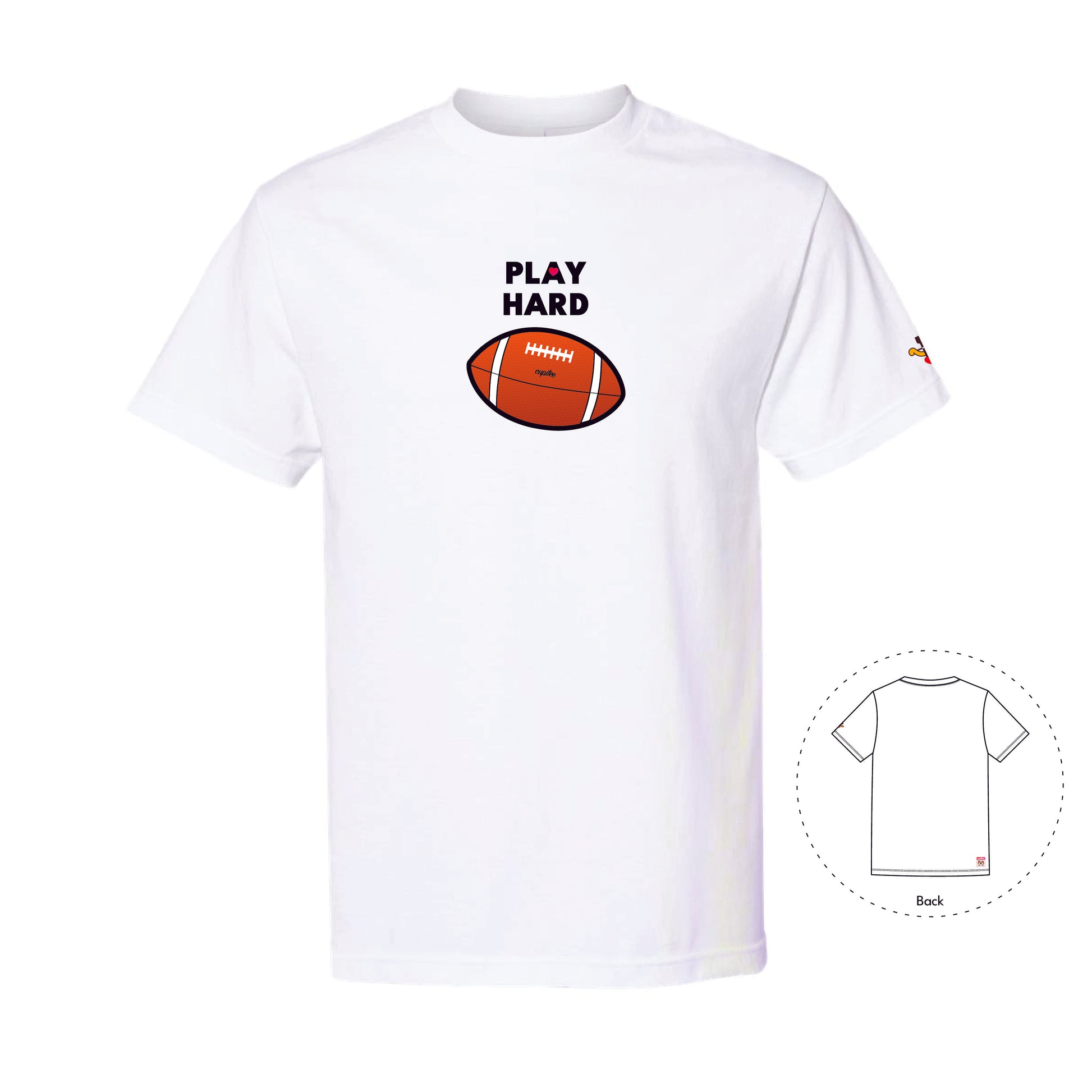 Work Hard, Play Hard Football (Rework) Love White T-Shirt