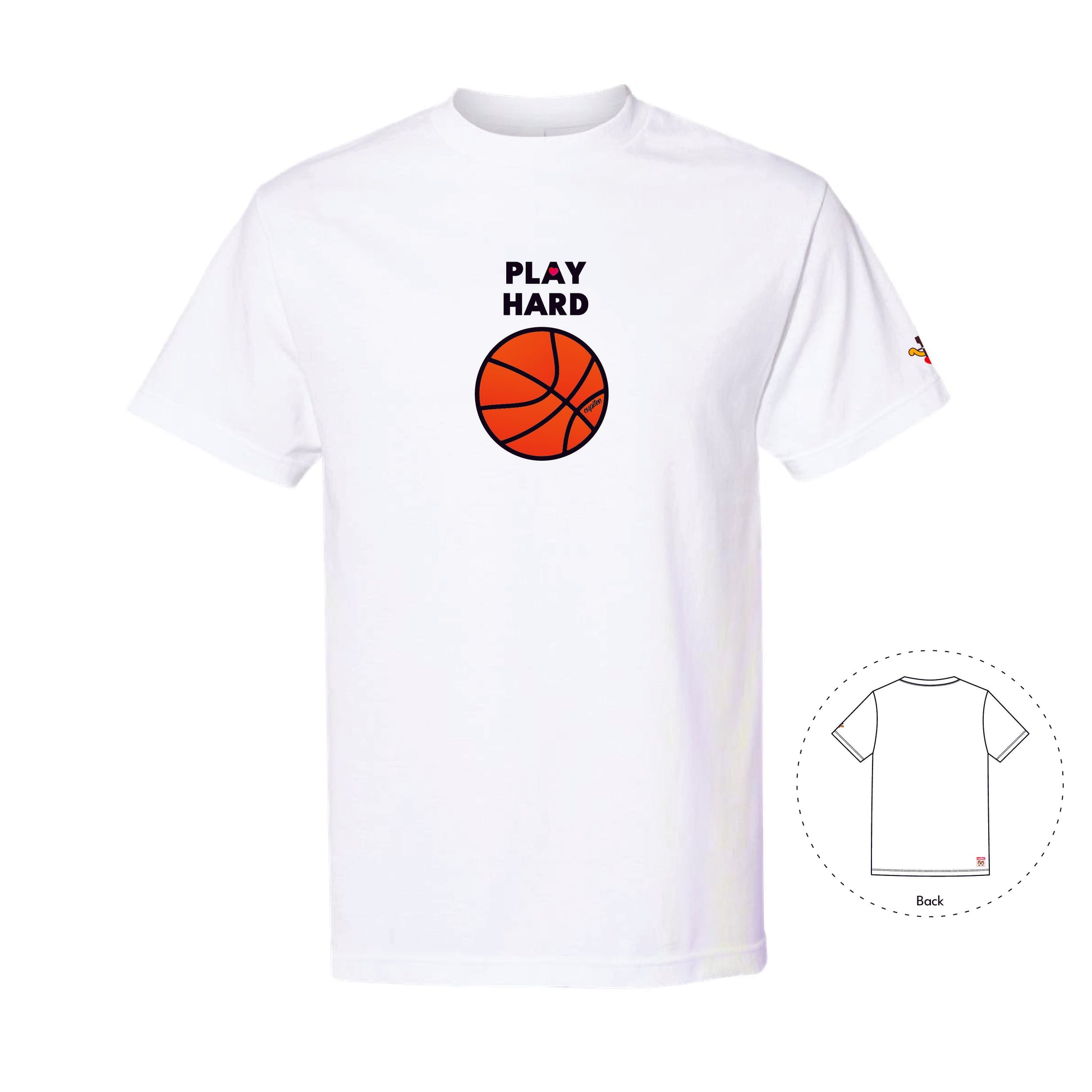 Work Hard, Play Hard Basketball (Rework) Love White T-Shirt