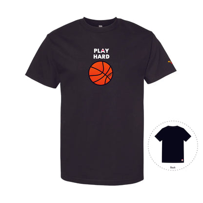 Work Hard, Play Hard Basketball (Rework) Love Black T-Shirt