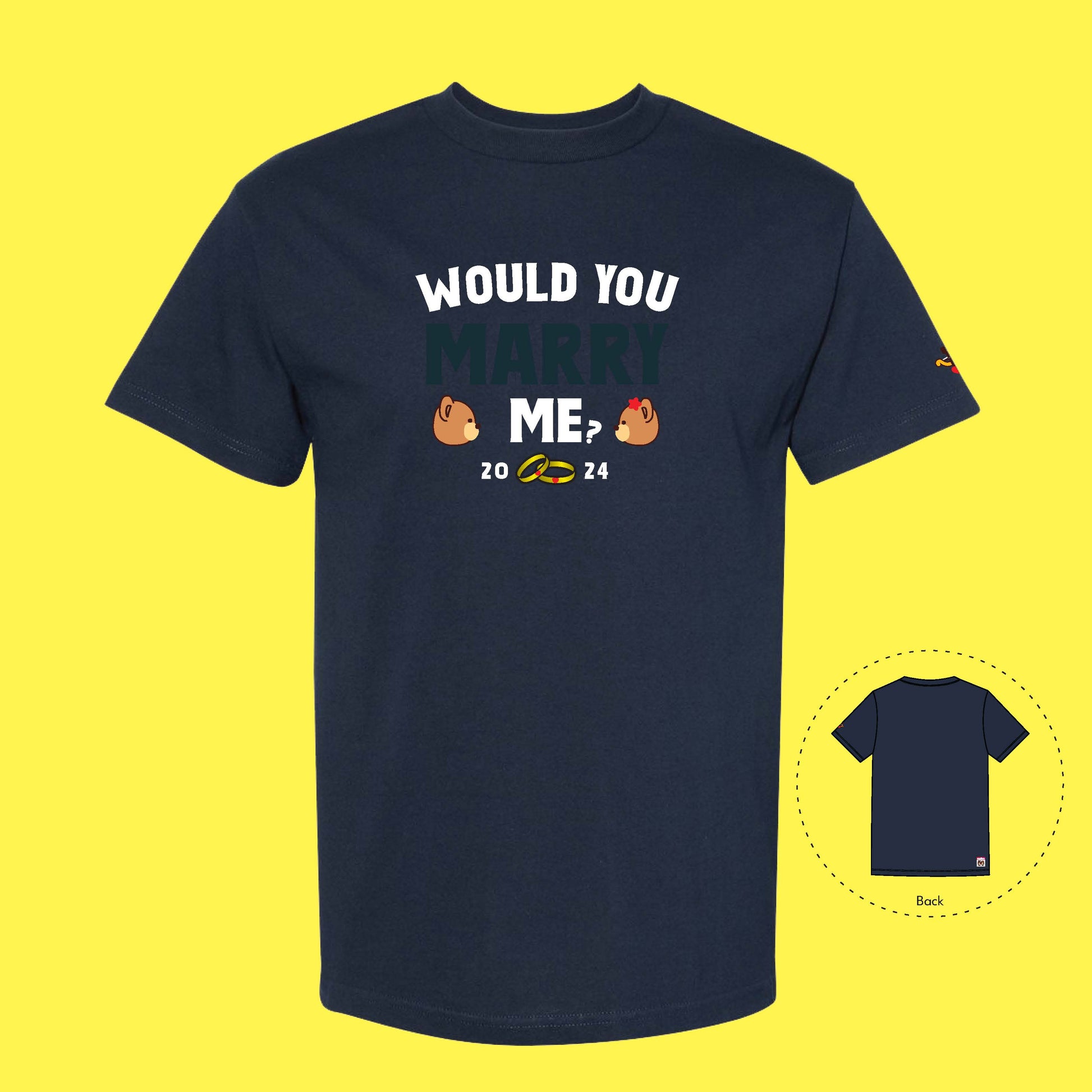 Would You MARRY Me? (Discreet ver.) Cupid T-Shirt (True Navy)