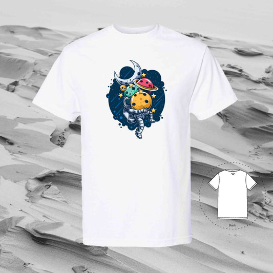 STACKING PLANETS with Strolling Astronaut T-Shirt (White)