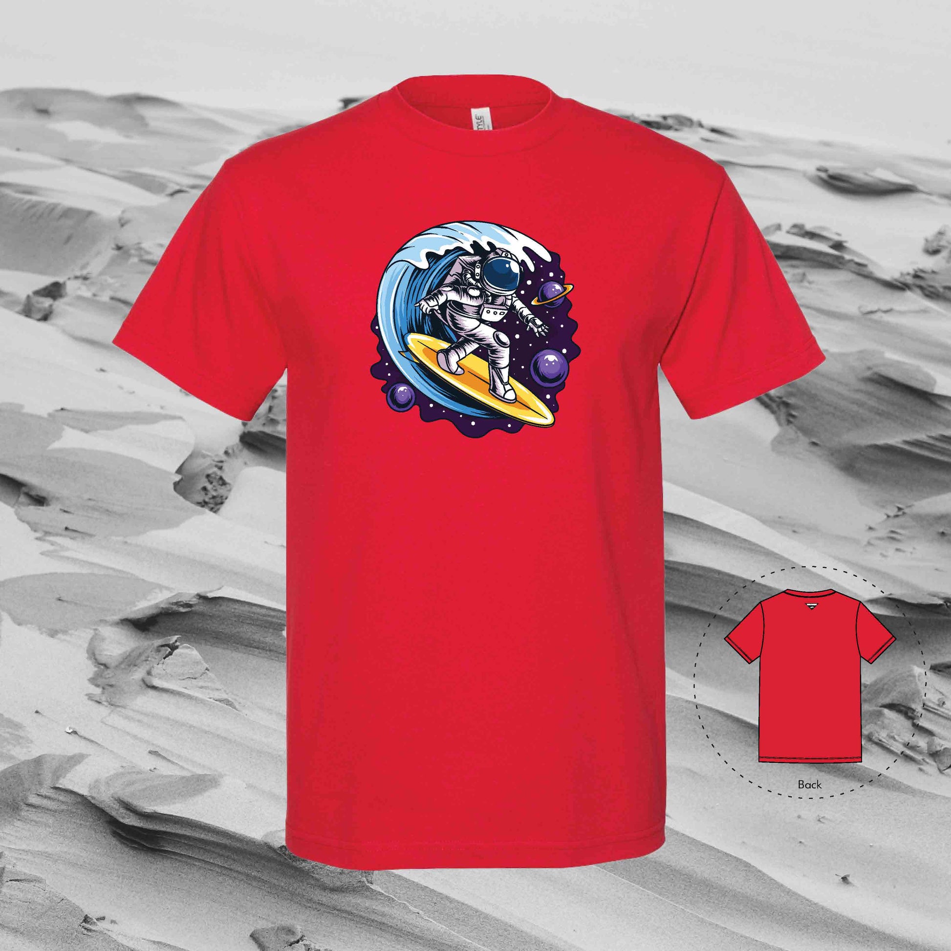 SURF SPACE with Strolling Astronaut T-Shirt (Red)