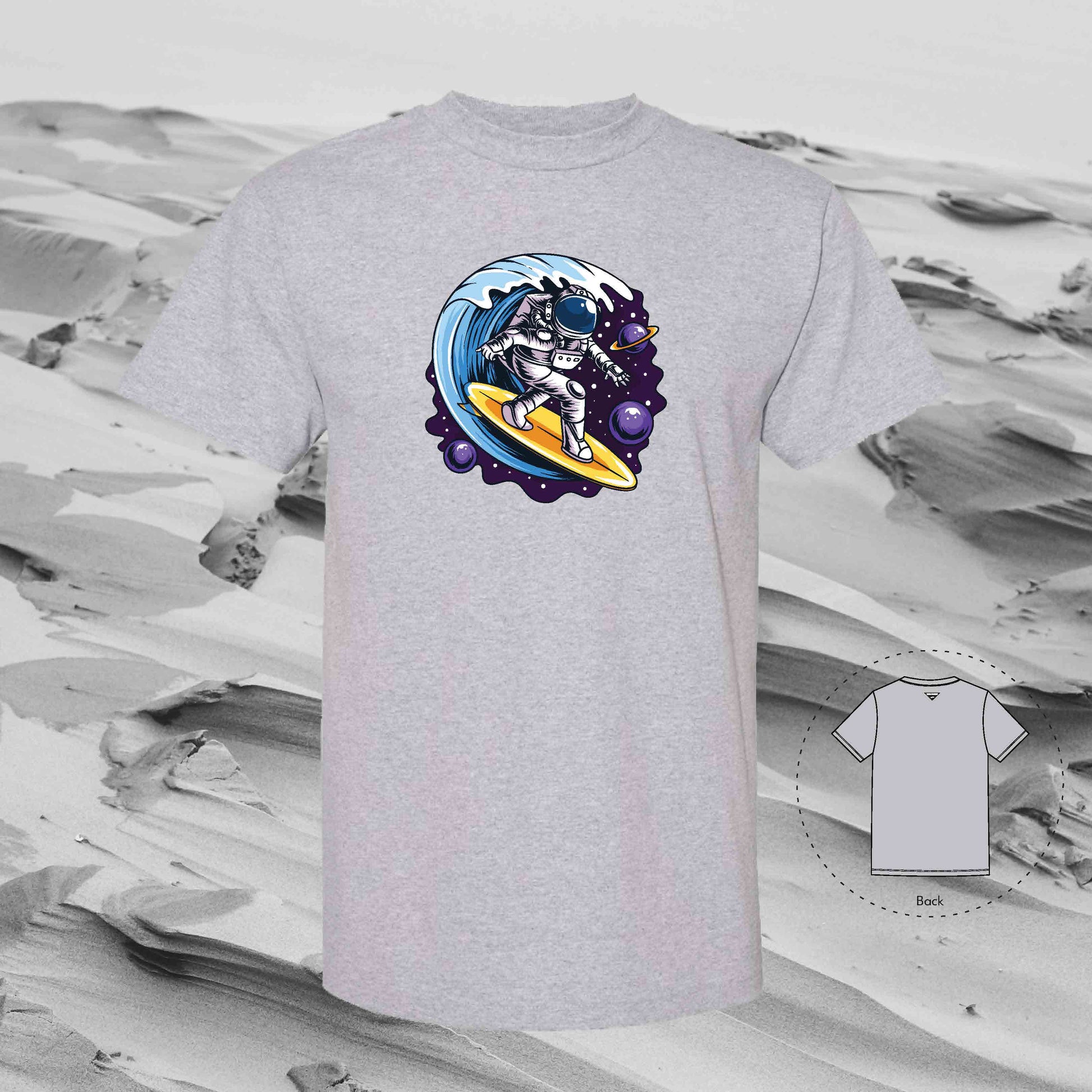 SURF SPACE with Strolling Astronaut T-Shirt (Grey)