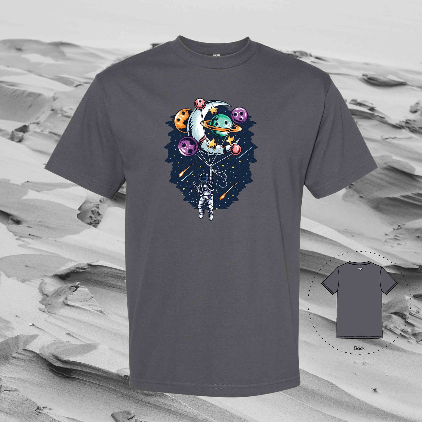 PLANET BOUQUET with Strolling Astronaut T-Shirt (Charcoal)