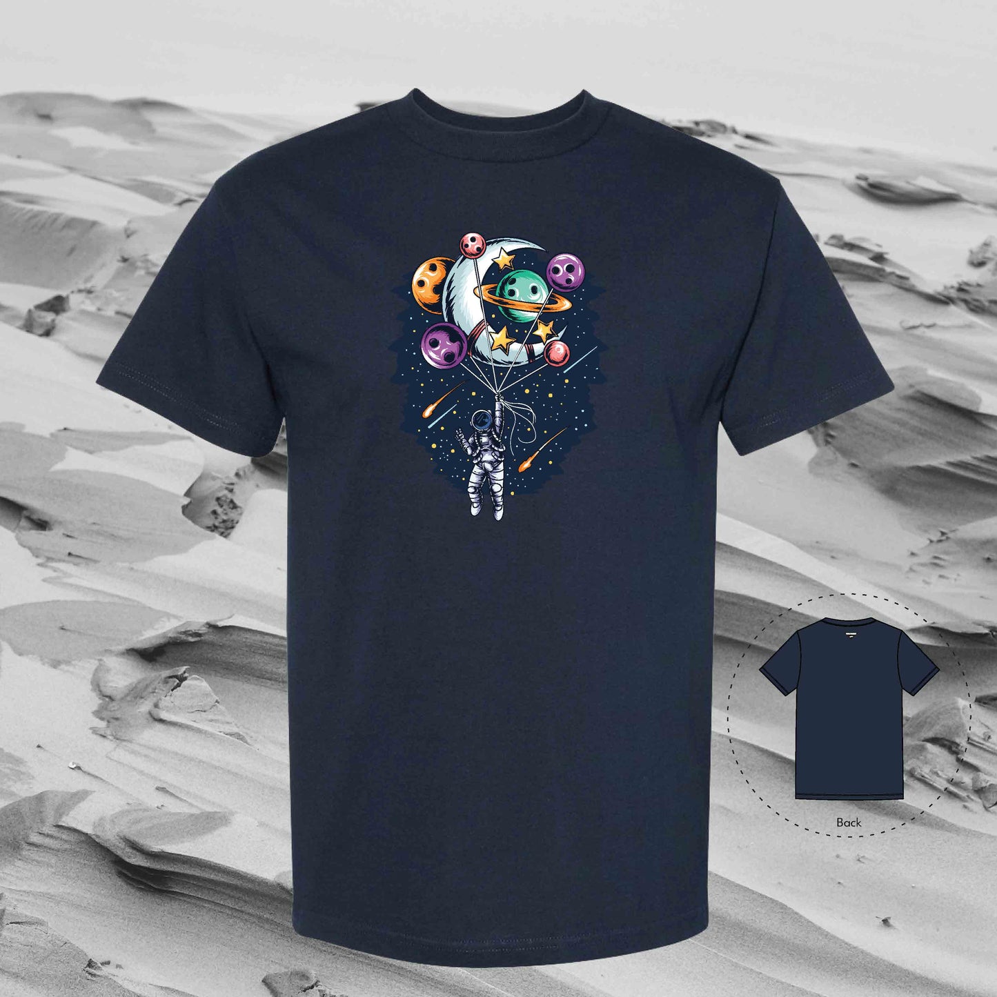 PLANET BOUQUET with Strolling Astronaut T-Shirt (True Navy)