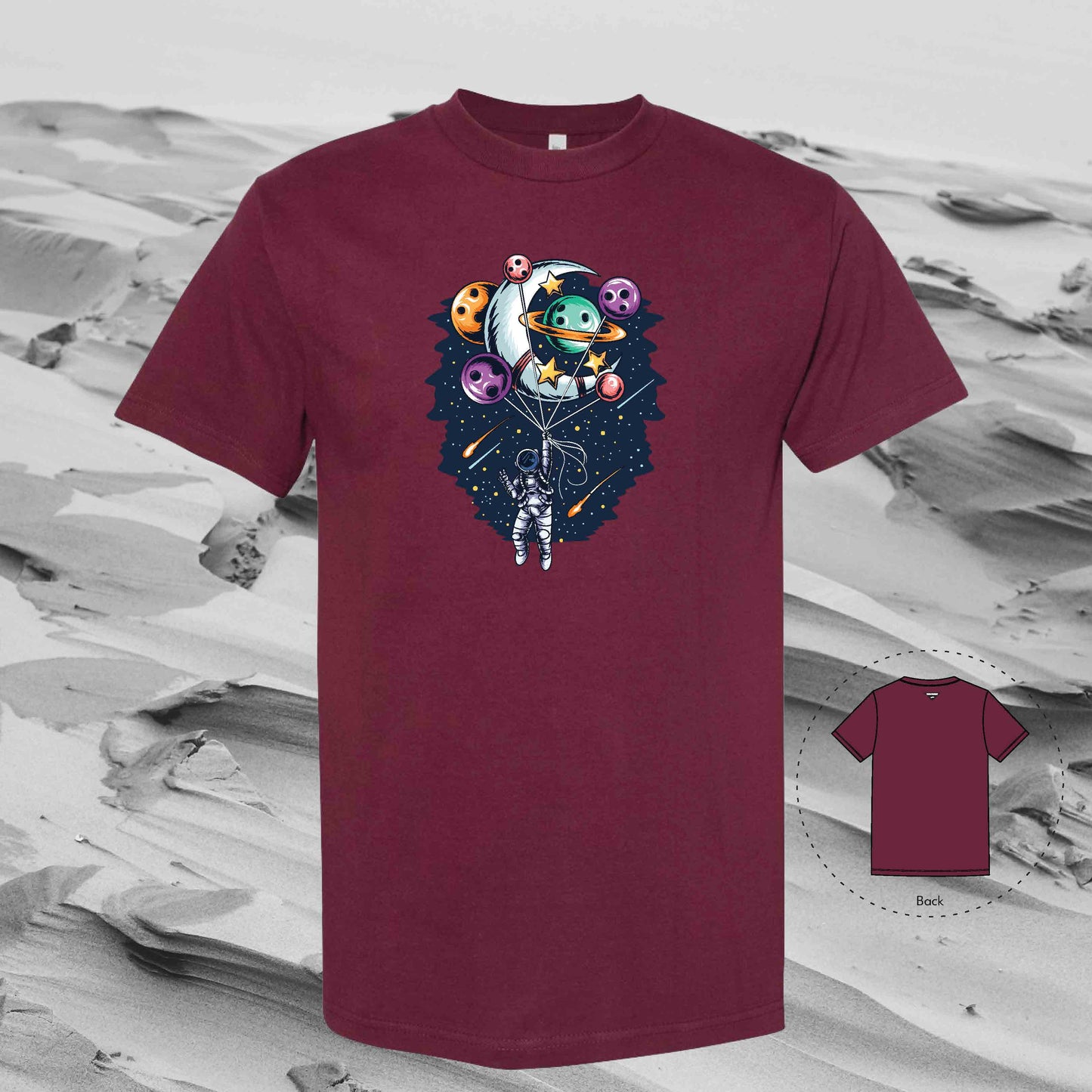 PLANET BOUQUET with Strolling Astronaut T-Shirt (Burgundy)