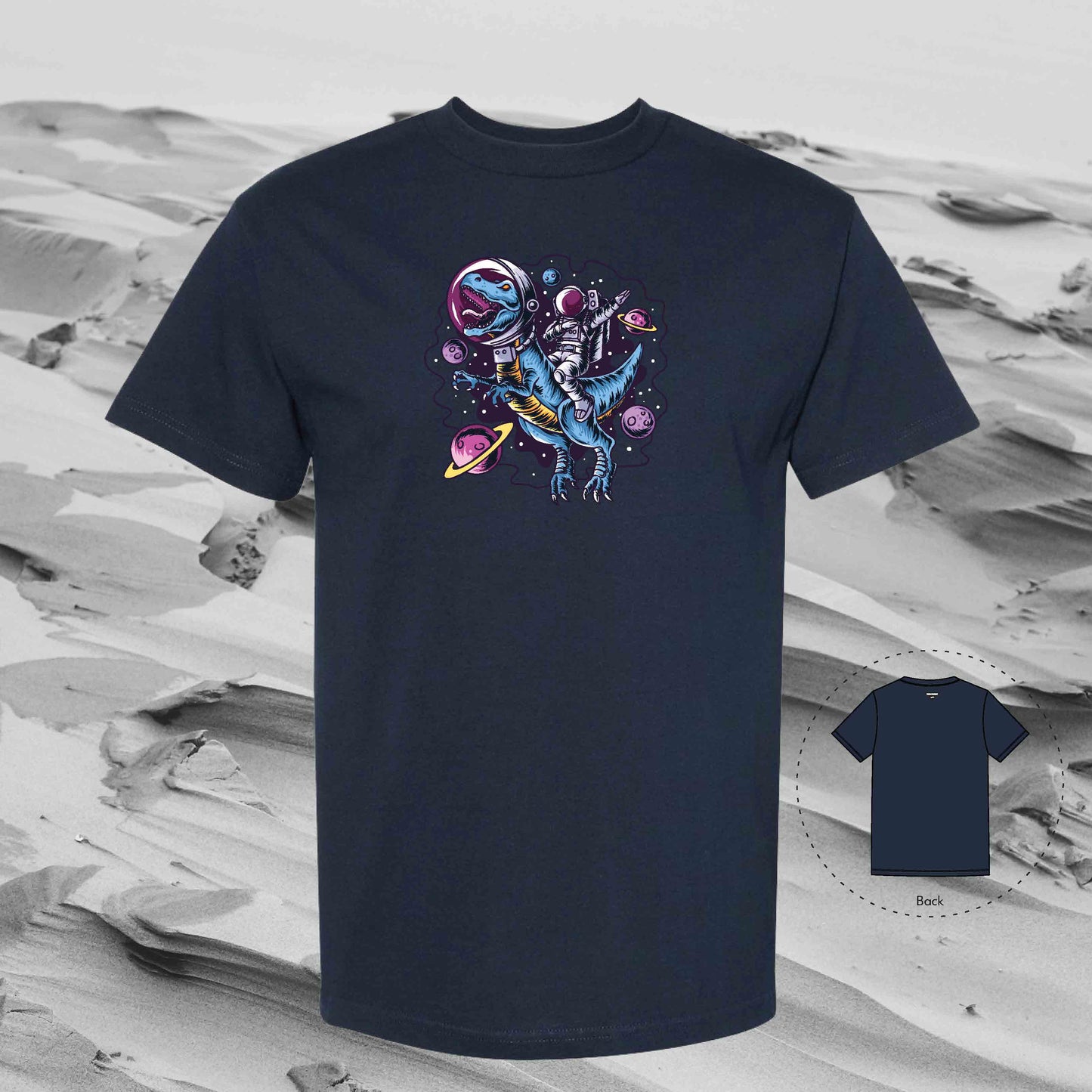 T-TREX with Strolling Astronaut T-Shirt (True Navy)