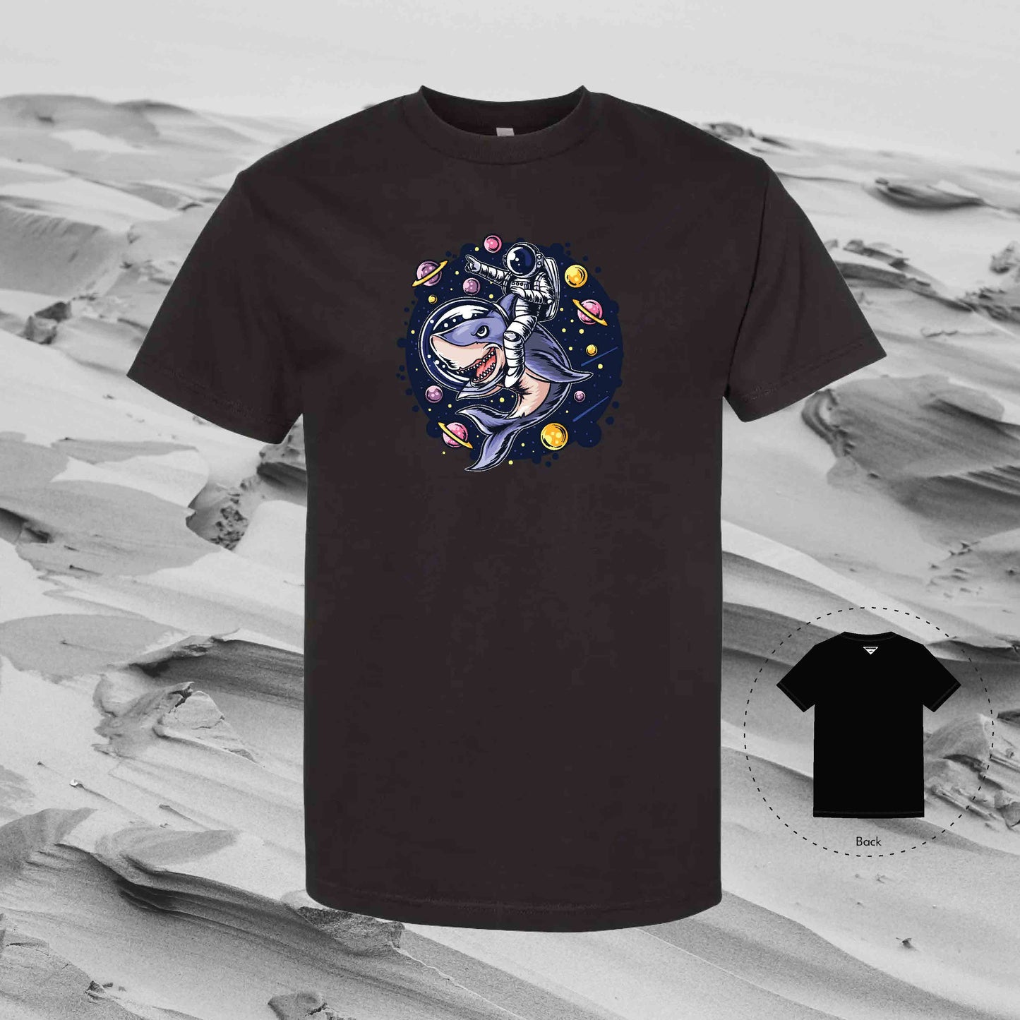 MYSTERY UNICORN with Strolling Astronaut T-Shirt (Black)