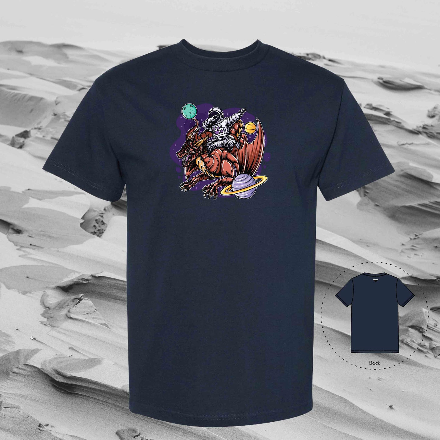 DUB WITH DRAGON Strolling Astronaut T-Shirt (True Navy)