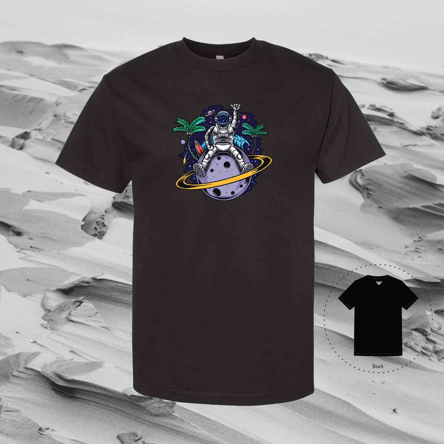 LOVE SATURN with Strolling Astronaut T-Shirt (Black)