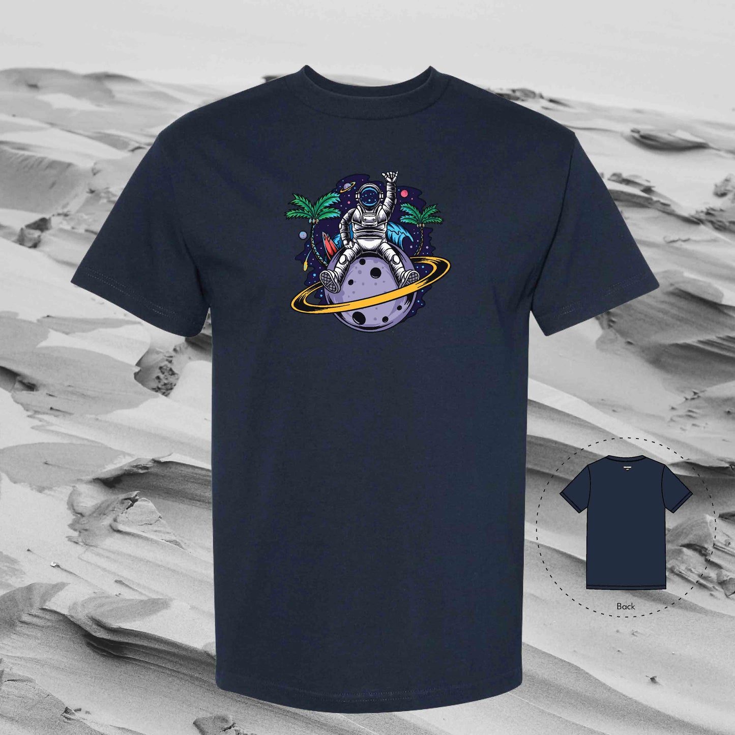 LOVE SATURN with Strolling Astronaut T-Shirt (True Navy)