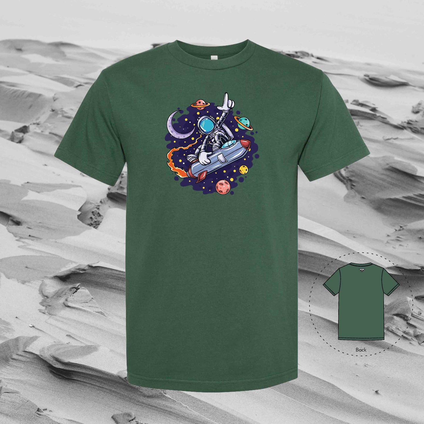 UNTIL NEXT TIME with Strolling Astronaut T-Shirt (Forest Green)