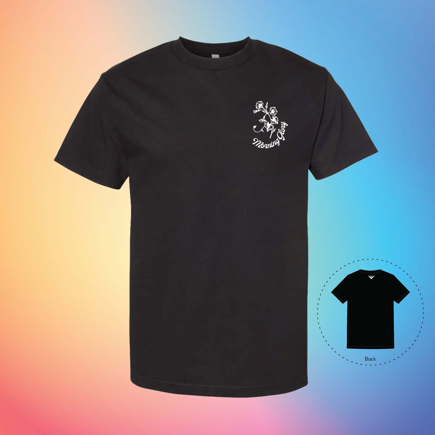 MORNING GLORY Flowers and Leaves Tee (Black)