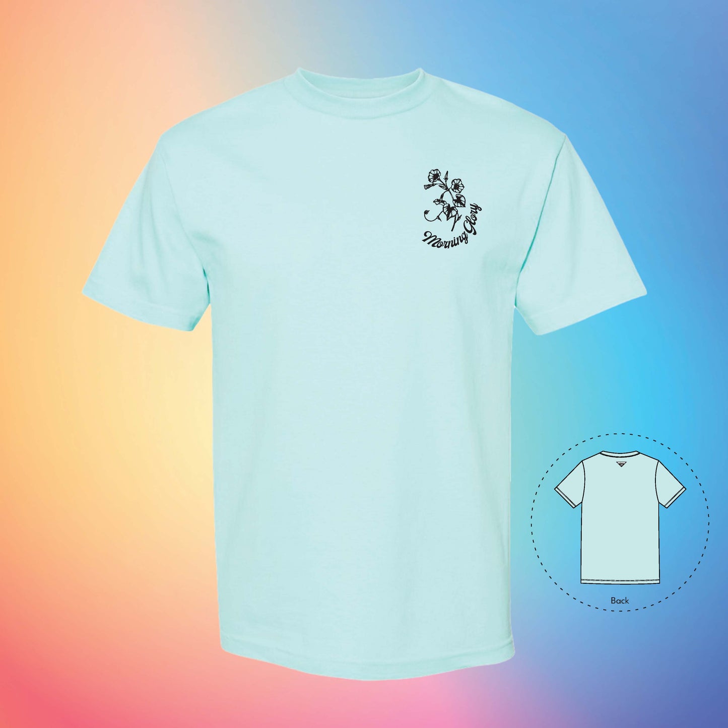 MORNING GLORY Flowers and Leaves Tee (Celadon)