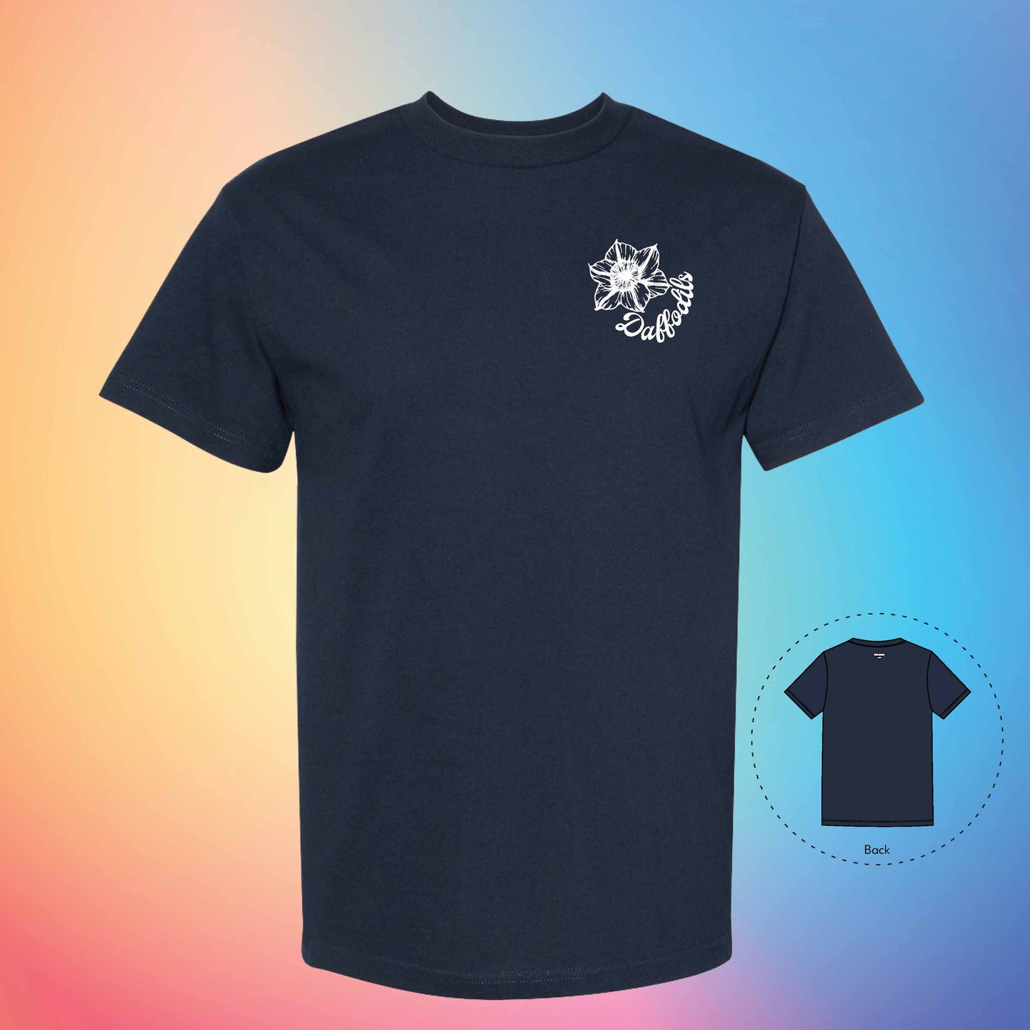 DAFFODILS Flowers and Leaves Tee (True Navy)