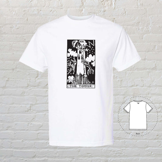 THE TOWER Tarot White T-Shirt