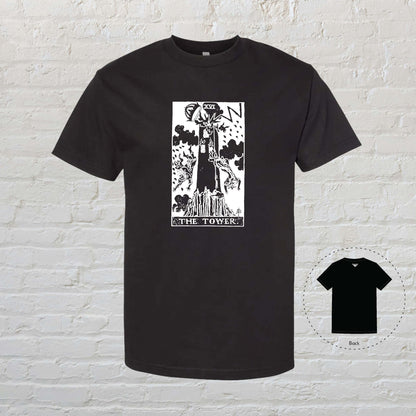 THE TOWER Tarot Black T-Shirt